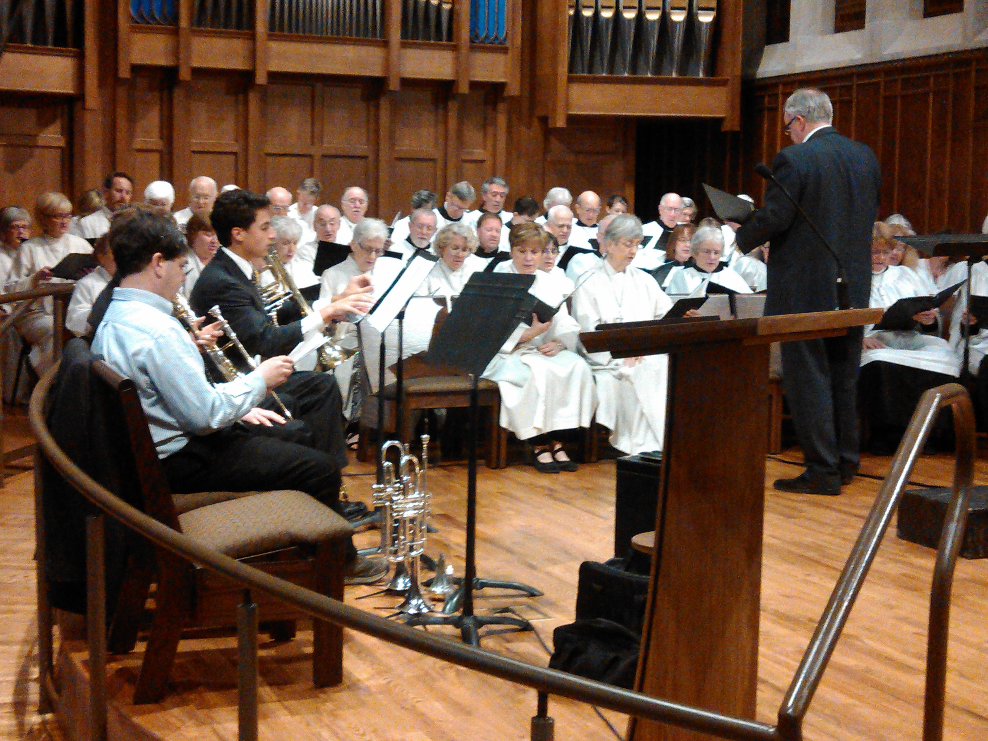 Grace Covenant Presbyterian and First Presbyterian churches of Asheville preparing for the Hymn Fest.